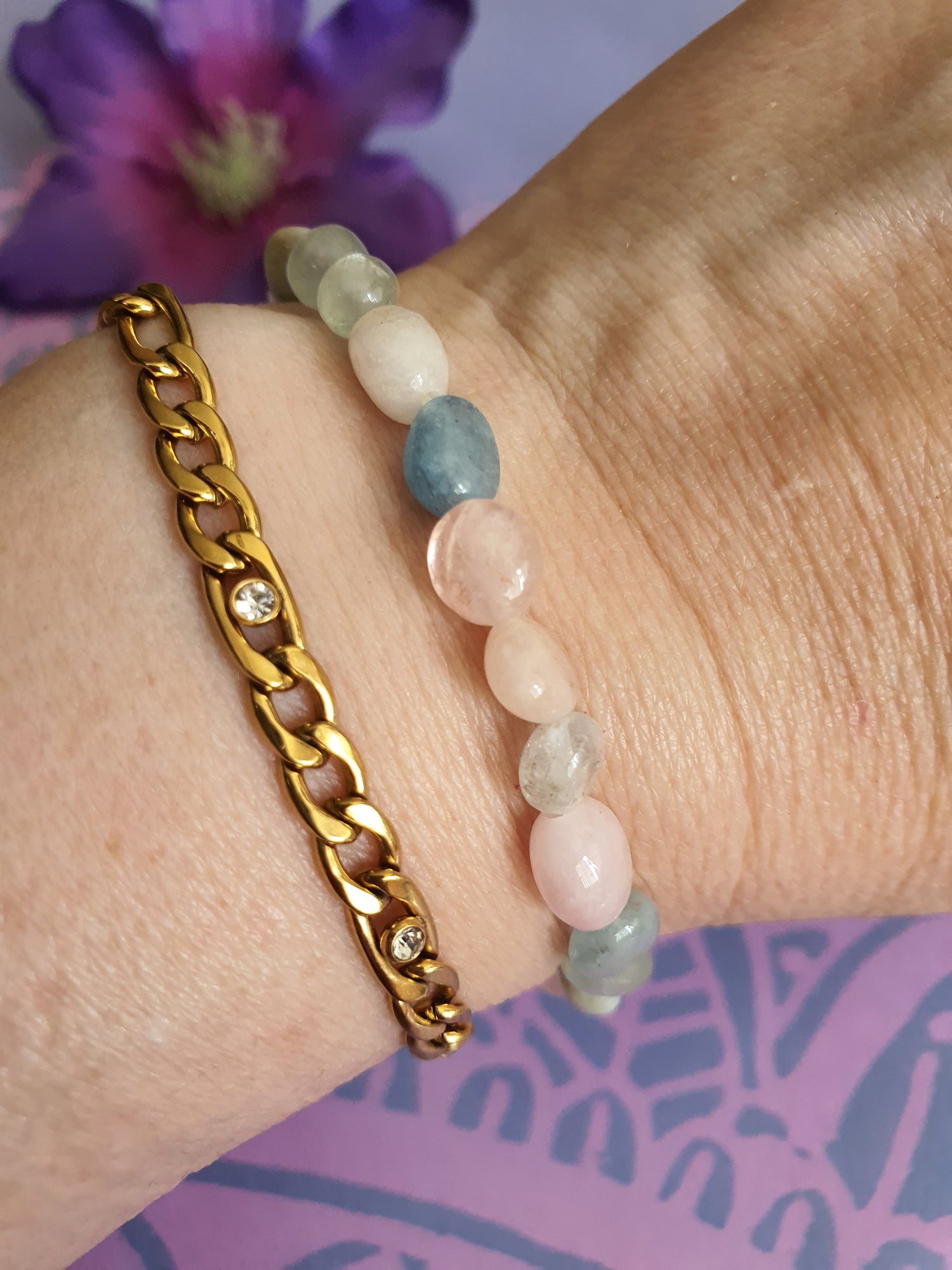 Edelsteen Armband Beryl 6mm nuggets.