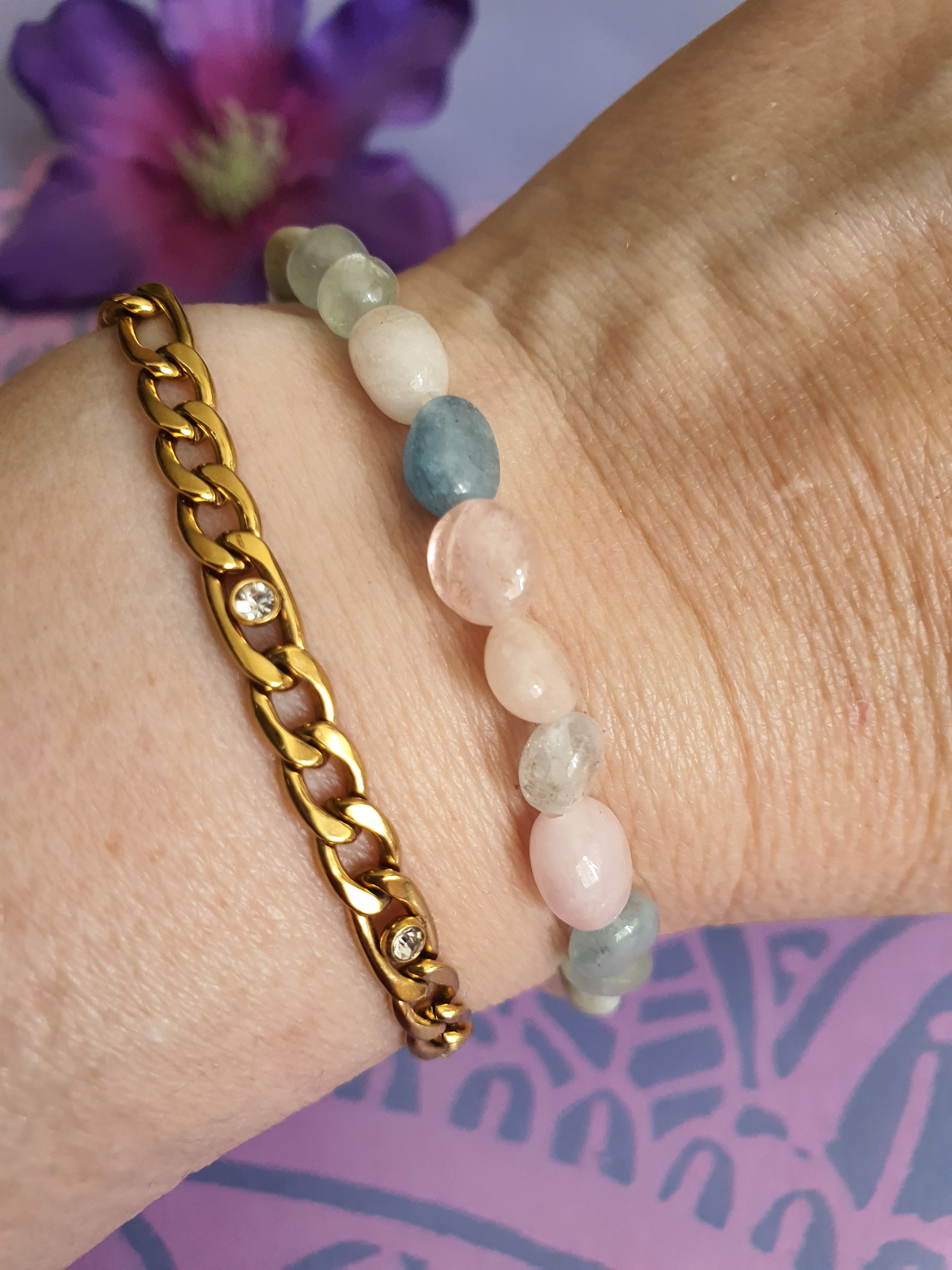 Edelsteen Armband Beryl 6mm nuggets.