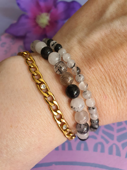 Edelsteen Armband Toermalijnkwarts 4 en 6 mm.