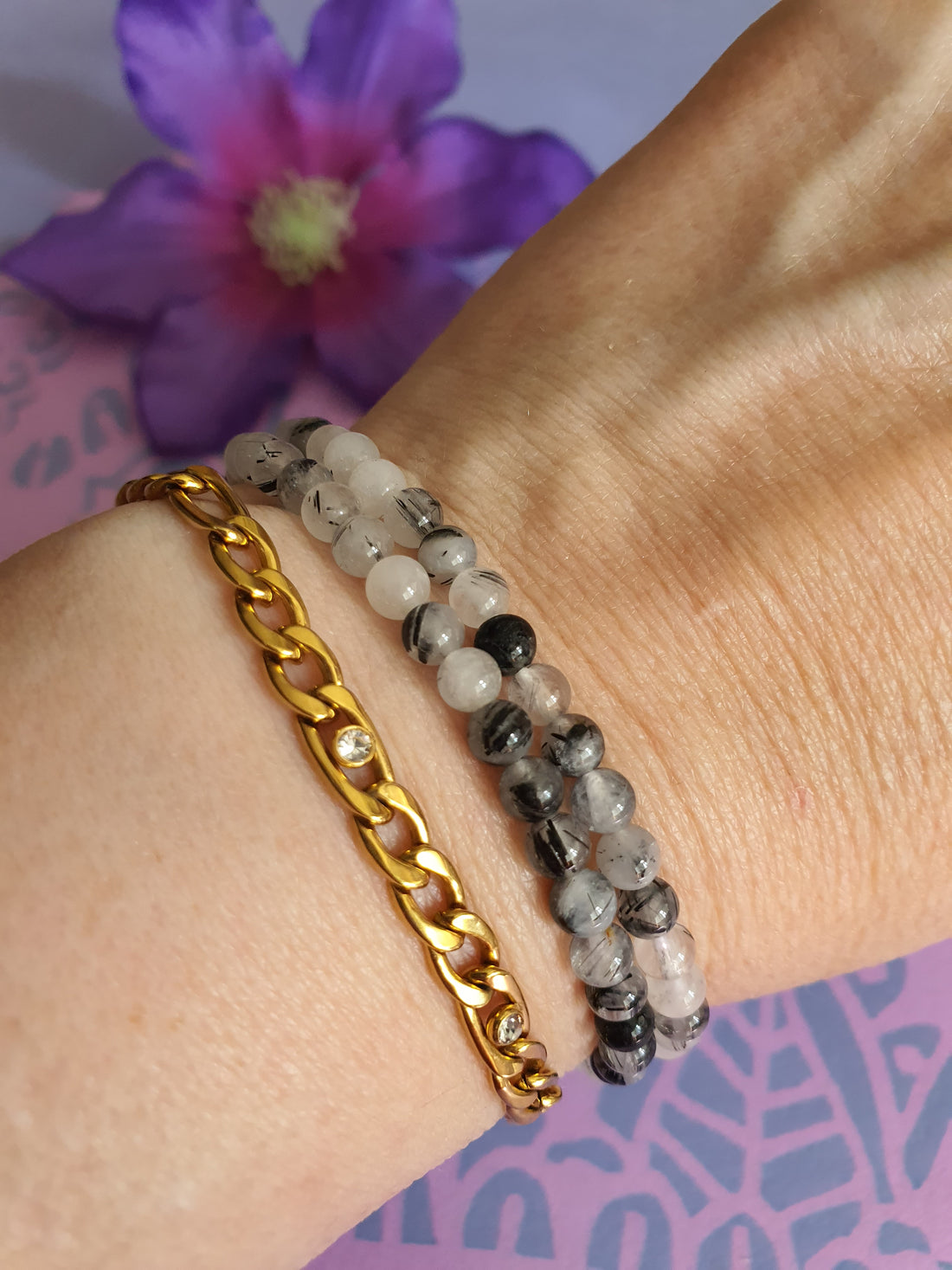 Edelsteen Armband Toermalijnkwarts 4mm.