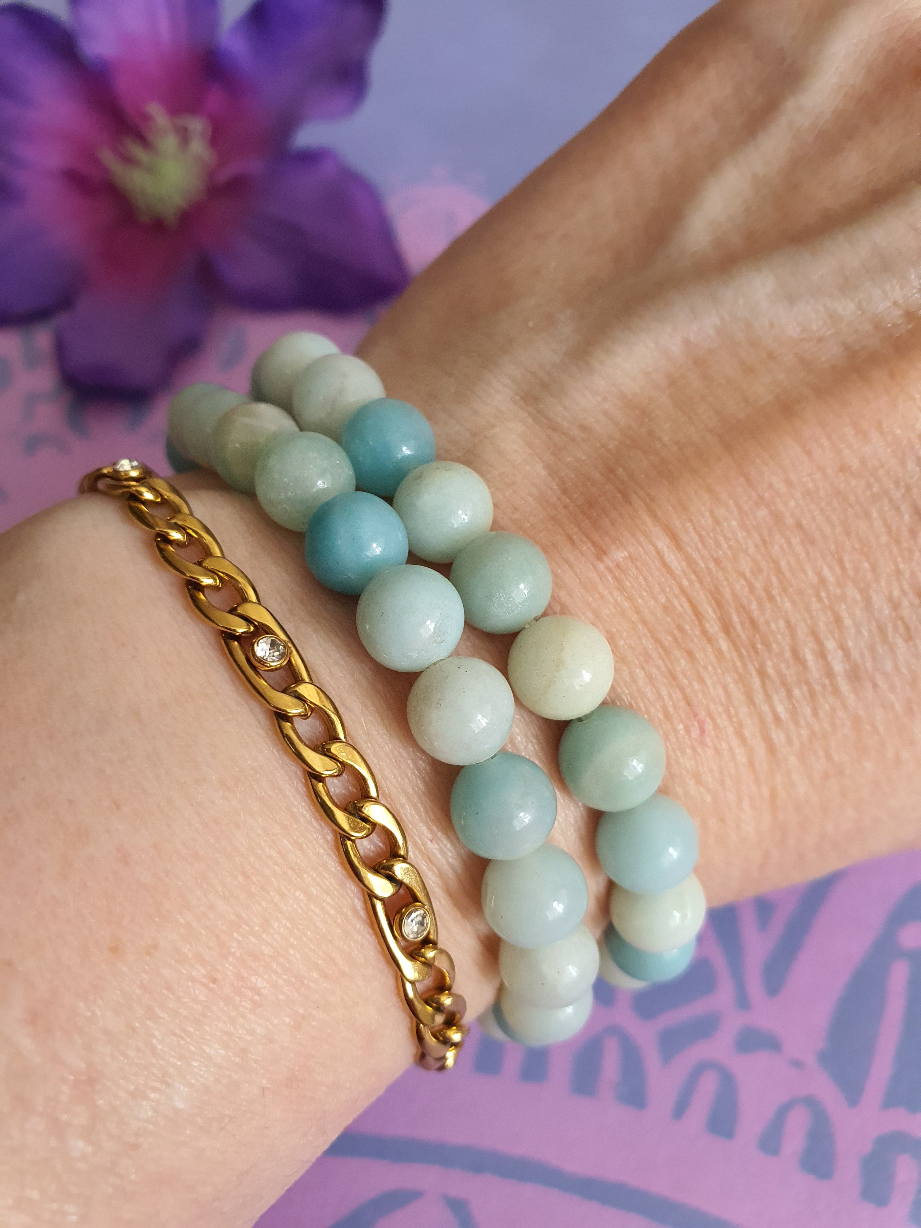Edelsteen Kogel Armband Amazoniet 8mm