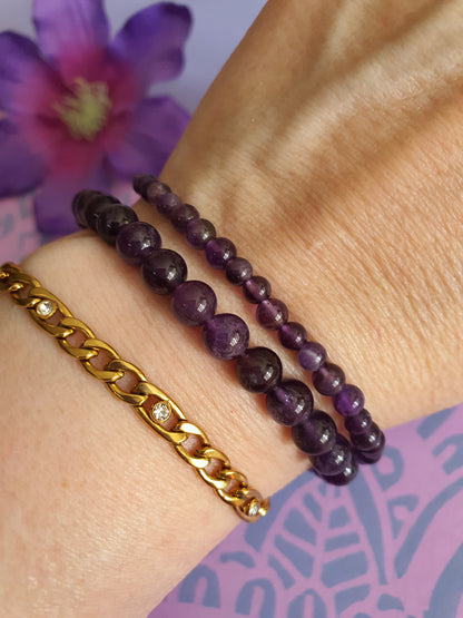 Edelsteen Kogel Armband Amethist 4 en 6 mm