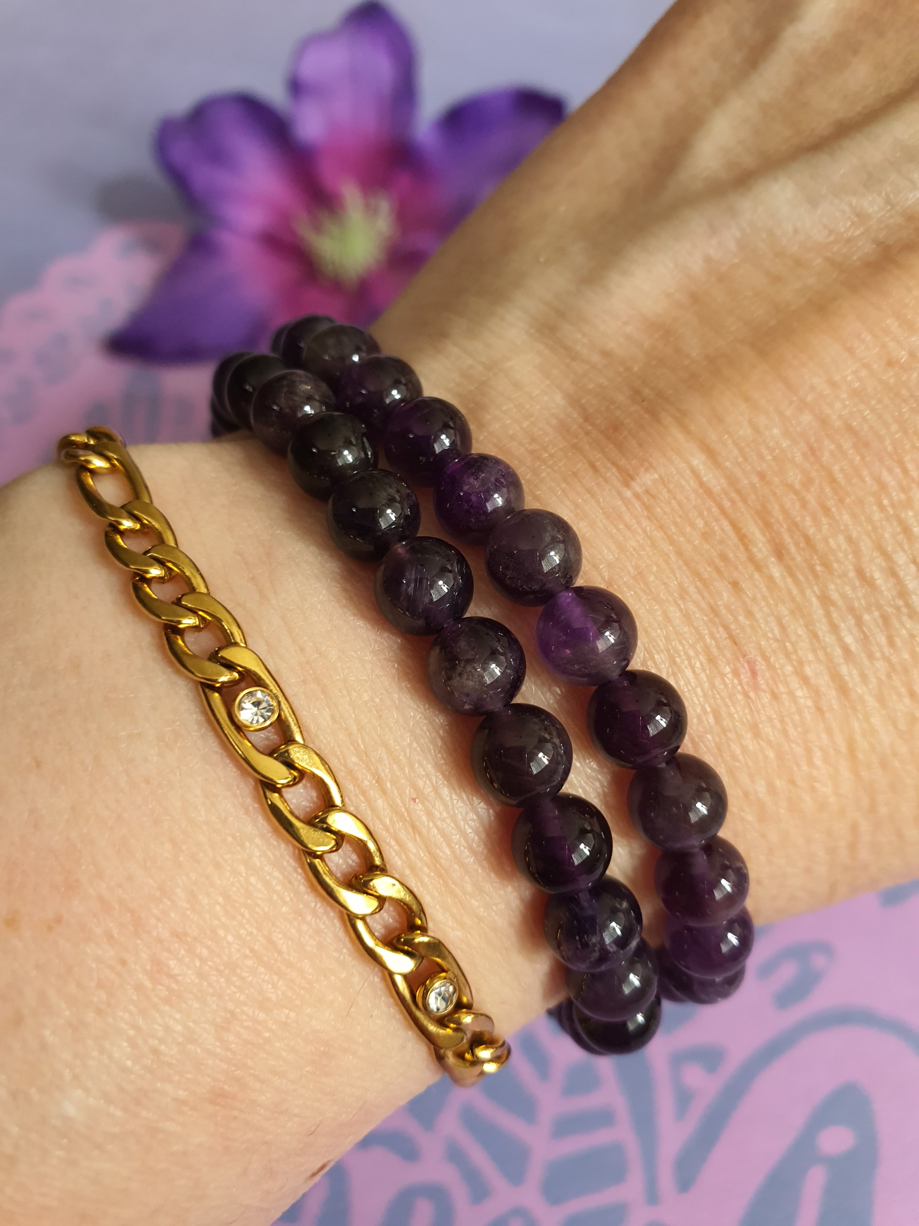 Edelsteen Kogel Armband Amethist 6 mm