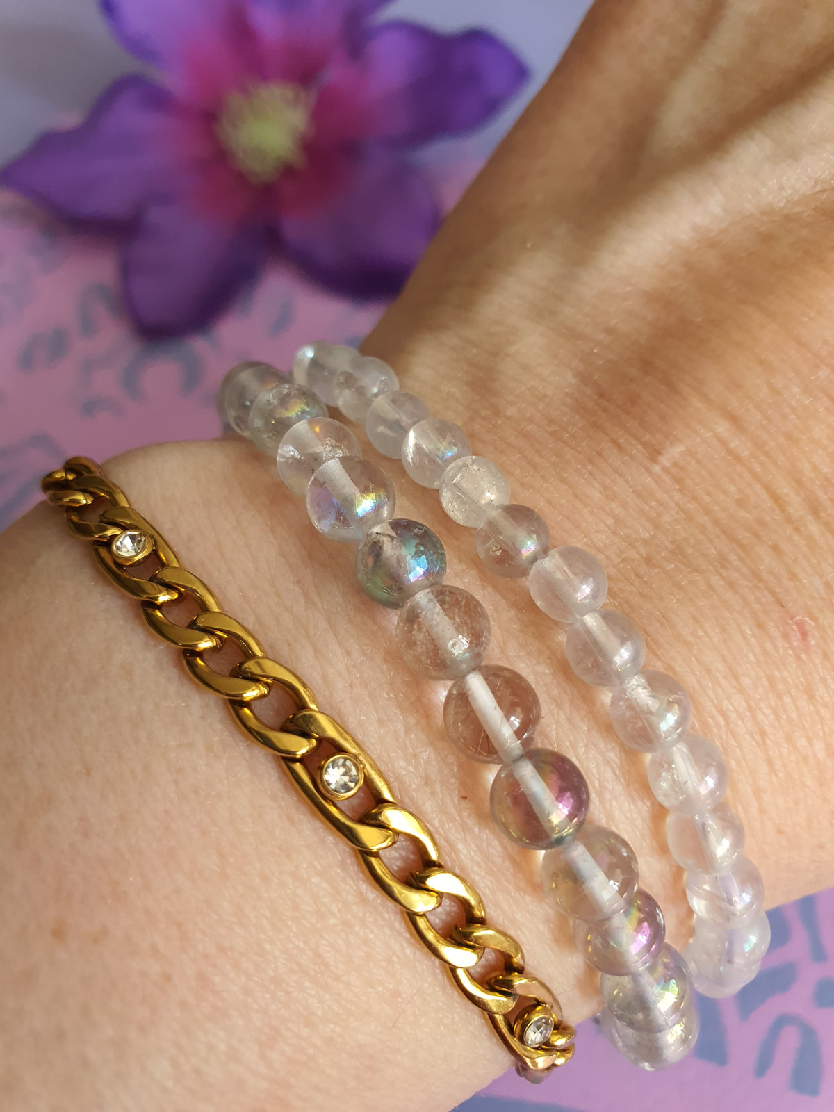 Edelsteen Kogel Armband Angel Aura 4 en 6mm