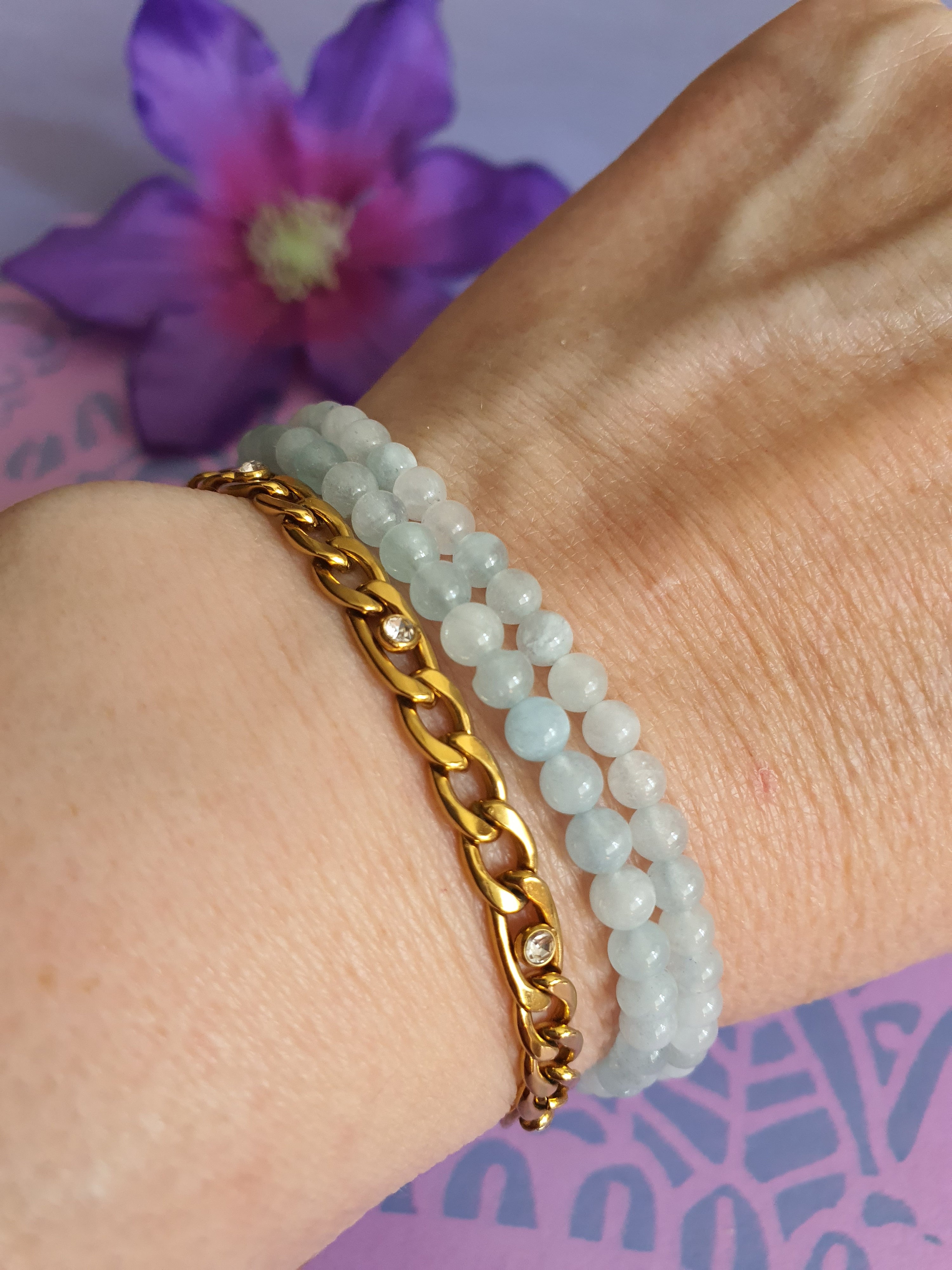 Edelsteen Kogel Armband Aquamarijn 4mm