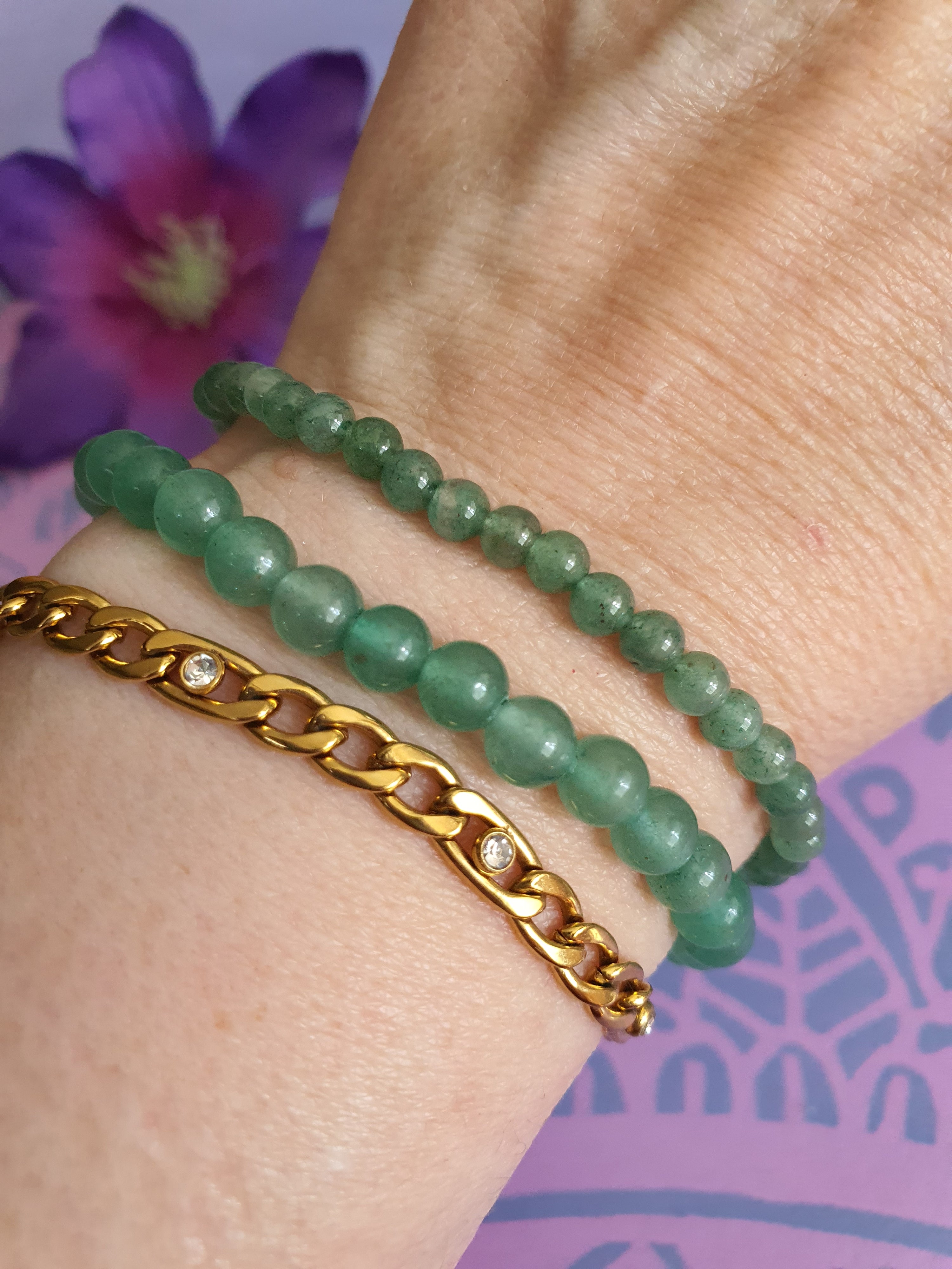 Edelsteen Kogel Armband Aventurijn 6 en 4 mm