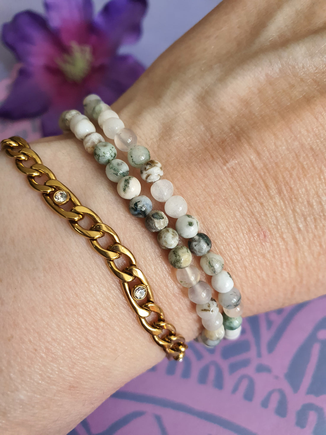 Edelsteen Kogel Armband Boom Agaat 4 mm