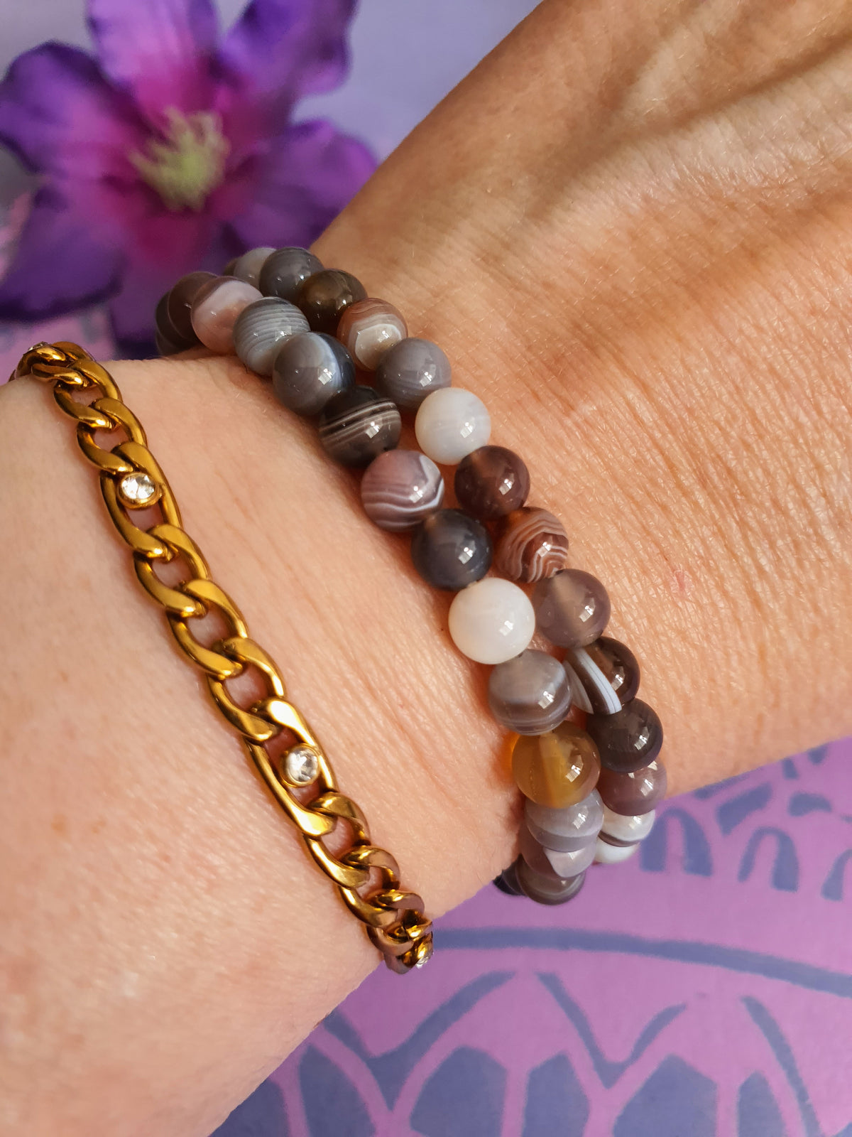 Edelsteen Kogel Armband Botswana Agaat 6mm
