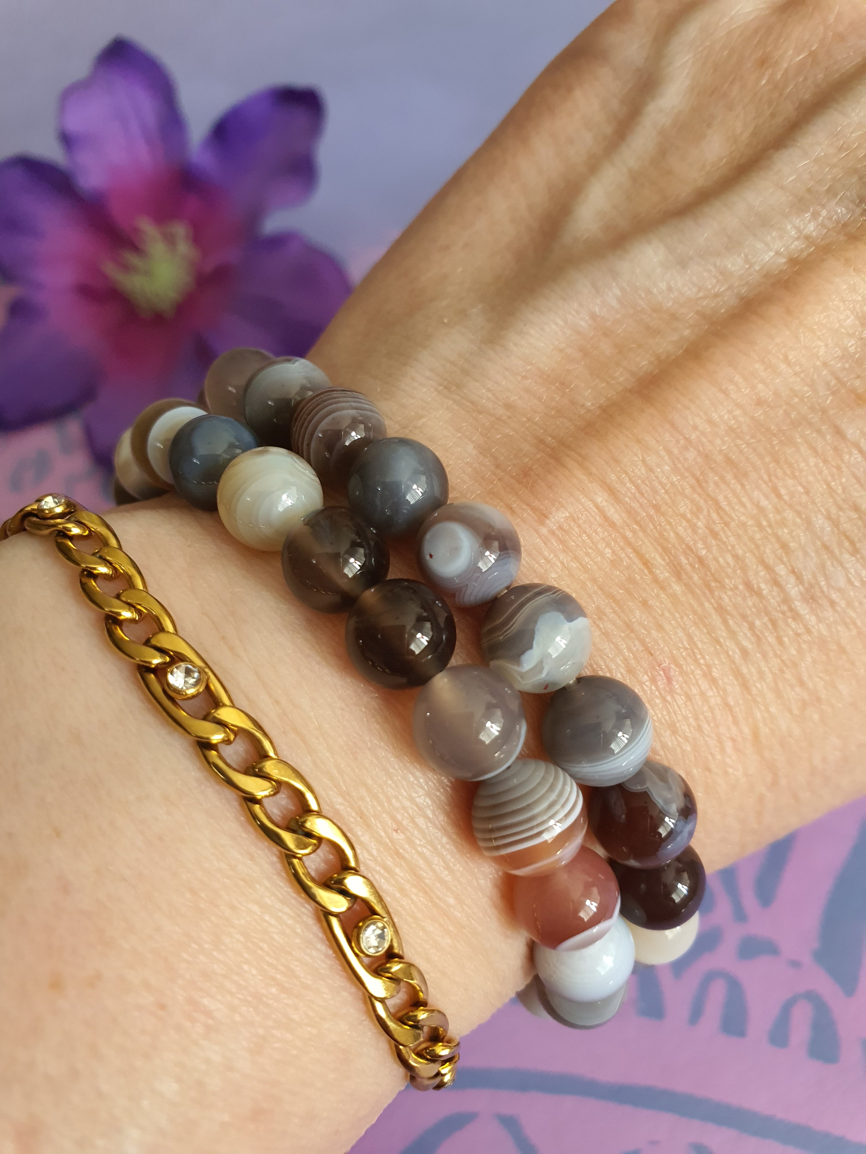 Edelsteen Kogel Armband Botswana Agaat 8mm