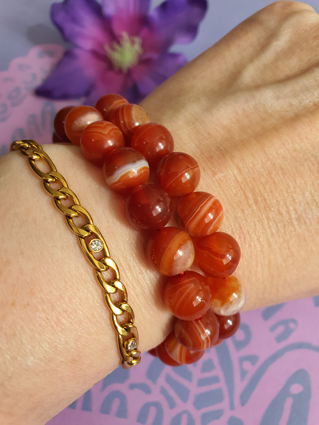Edelsteen Kogel Armband Carneool 10 mm