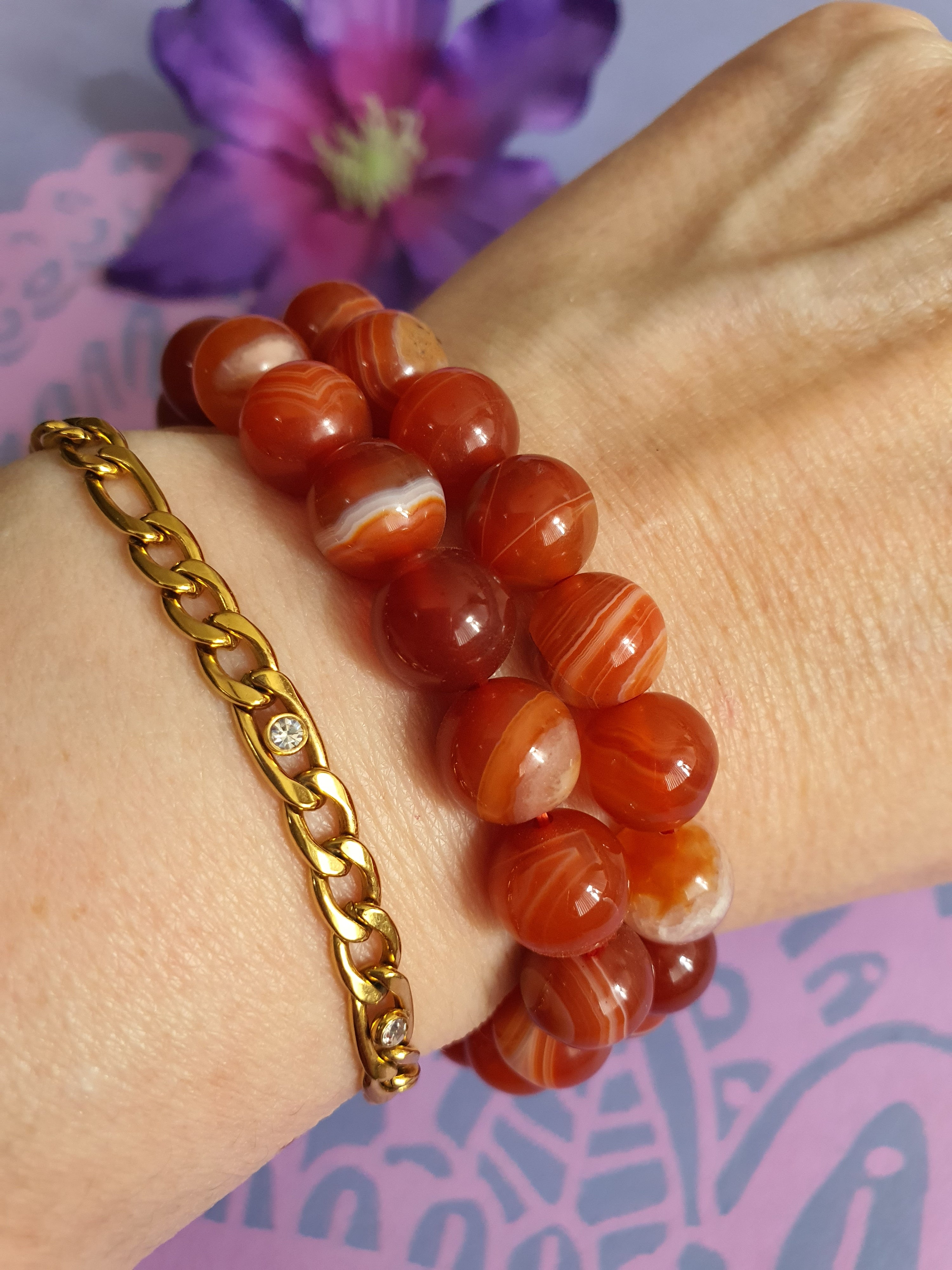 Edelsteen Kogel Armband Carneool 10 mm