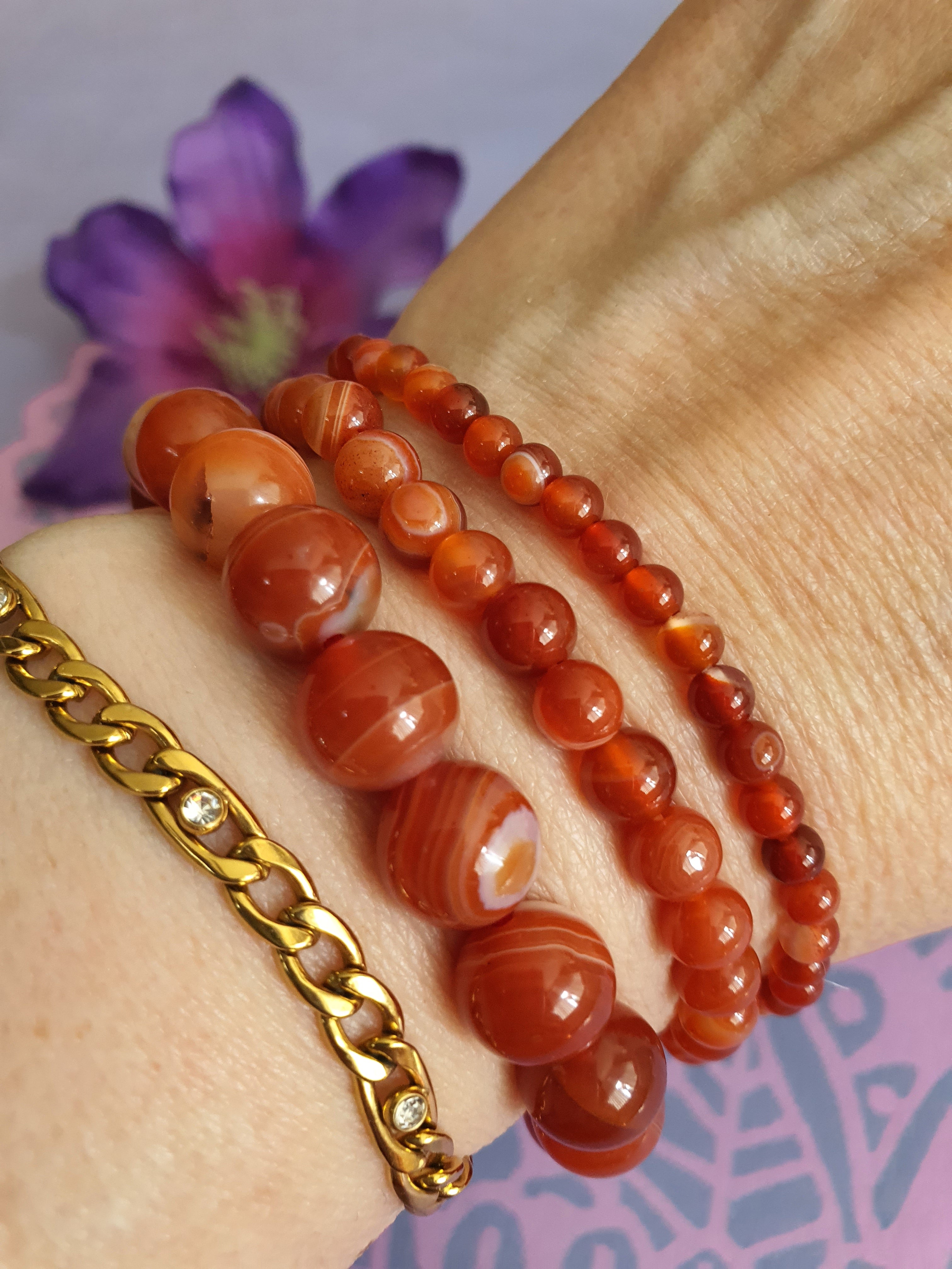 Edelsteen Kogel Armband Carneool 4, 6 en 10 mmmm