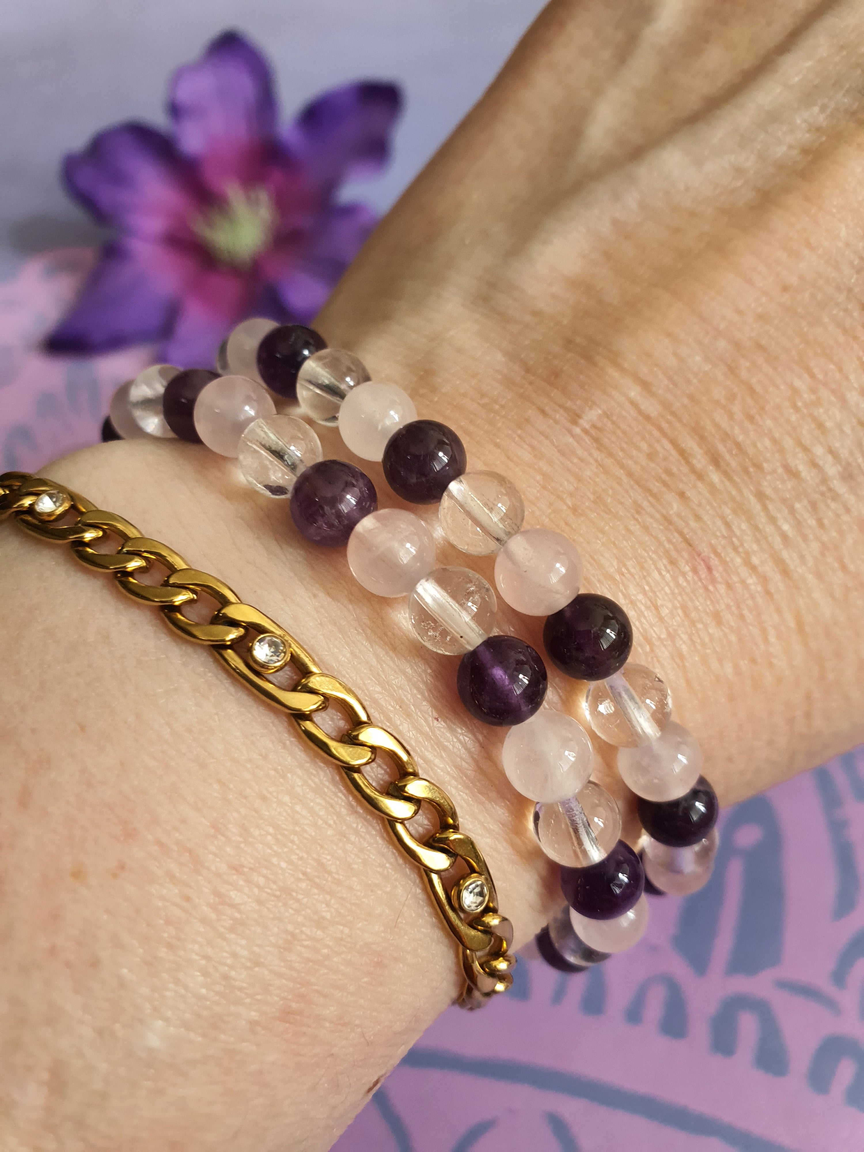 Edelsteen Kogel Armband Gouden Driehoek 6mm