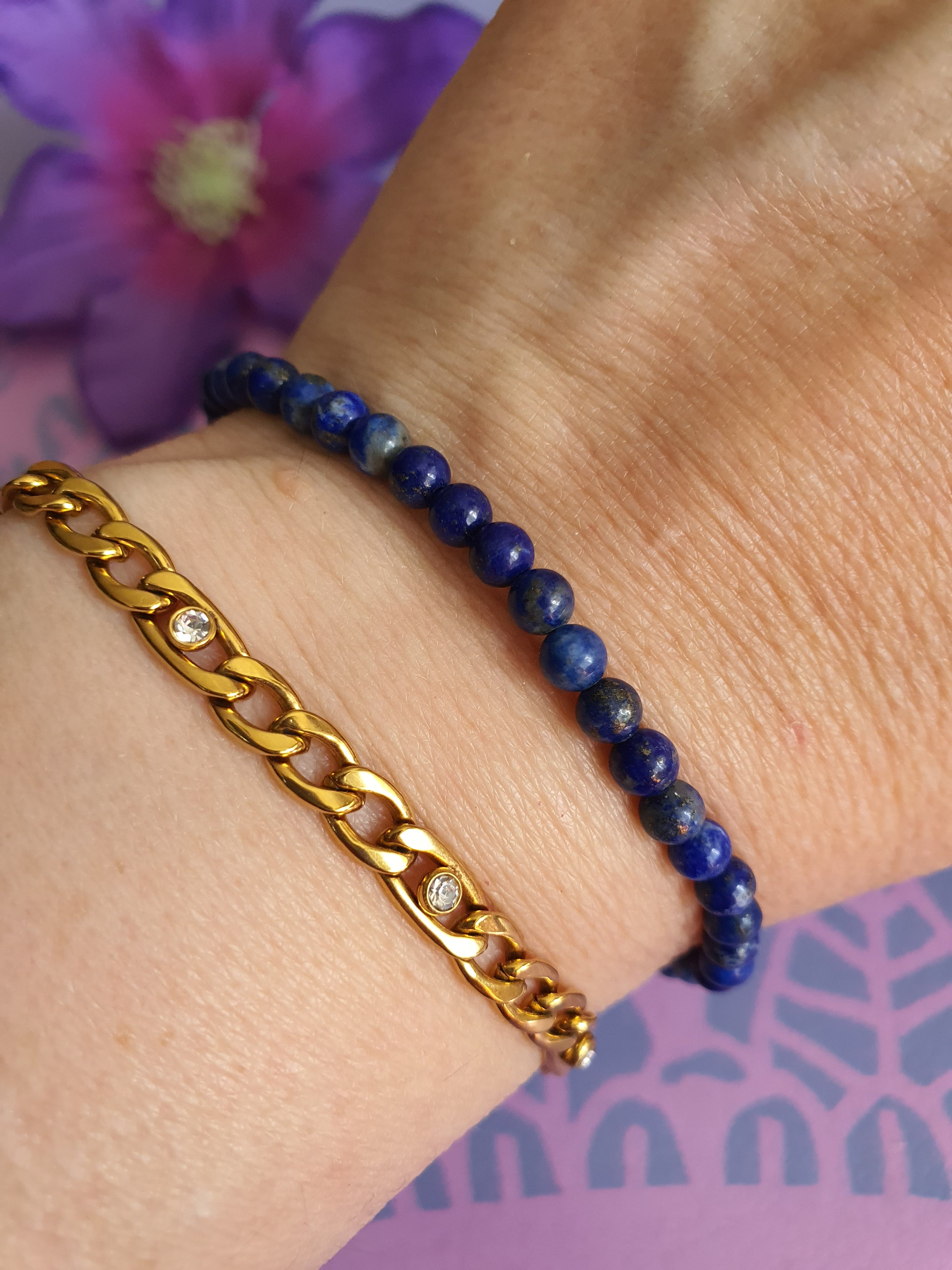 Edelsteen Kogel Armband Lapis Lazuli 4mm