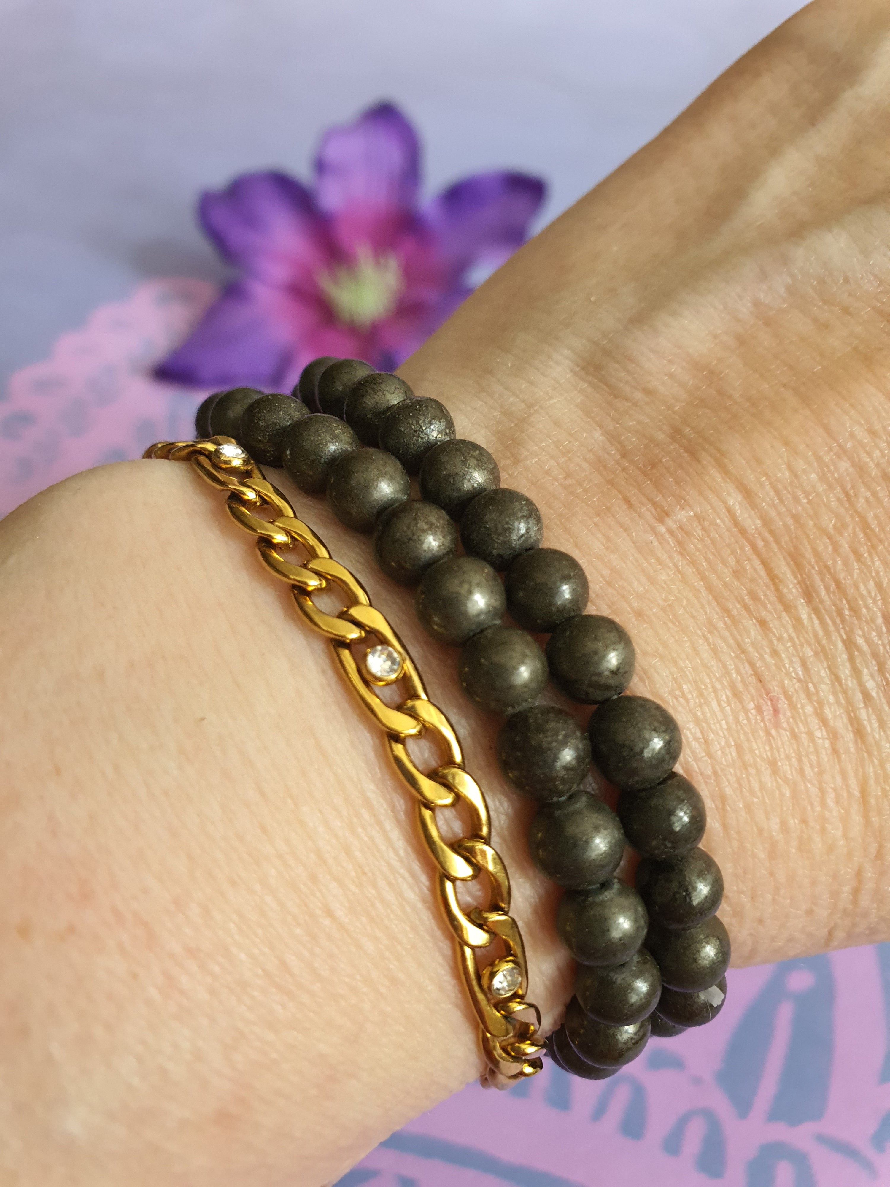 Edelsteen Kogel Armband Pyriet 6 mm