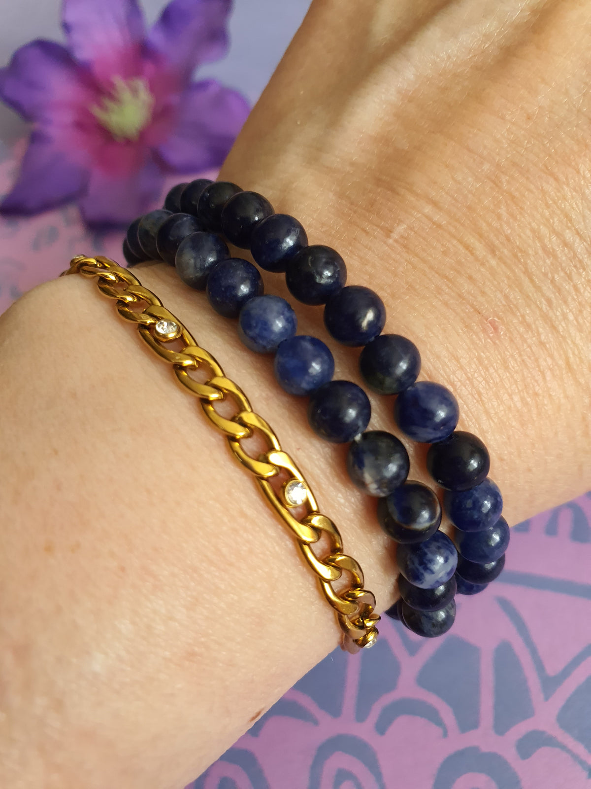 Edelsteen Kogel Armband Sodaliet 6 mm