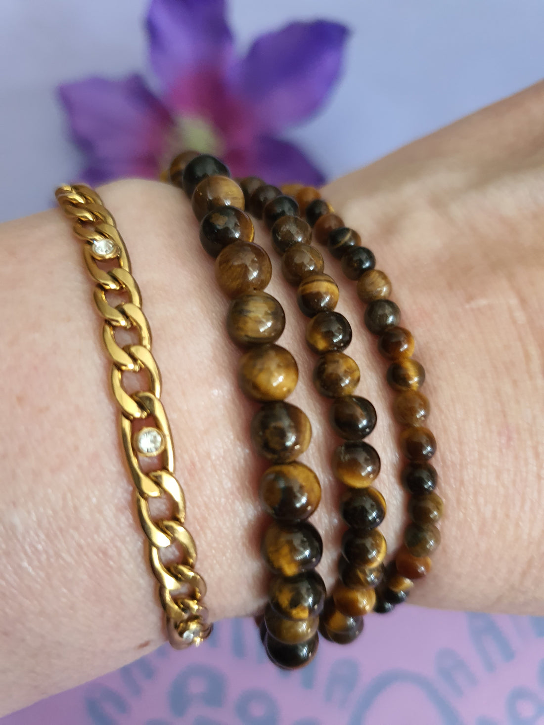 Edelsteen Kogel Armband Tijgeroog 5, 4 en 6mm