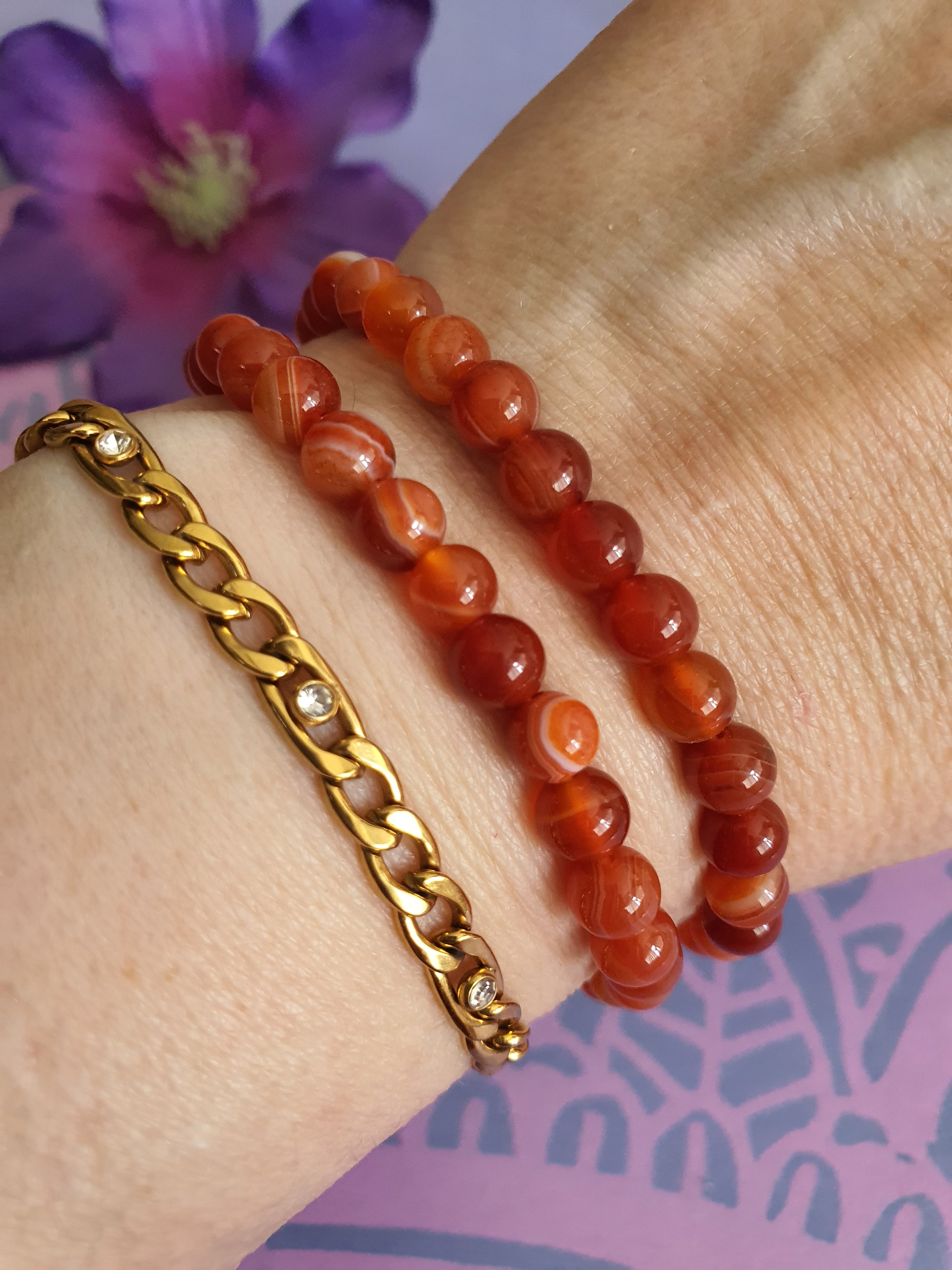 Edelsteen kogel Armband Carneool 6 mm