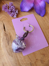 Edelsteen sleutelhanger Amethist hart + kralen