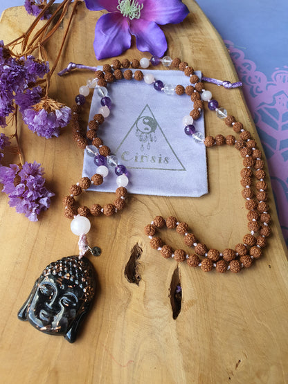 Edelstenen Mala Gouden Driehoek en Orgonite hanger &