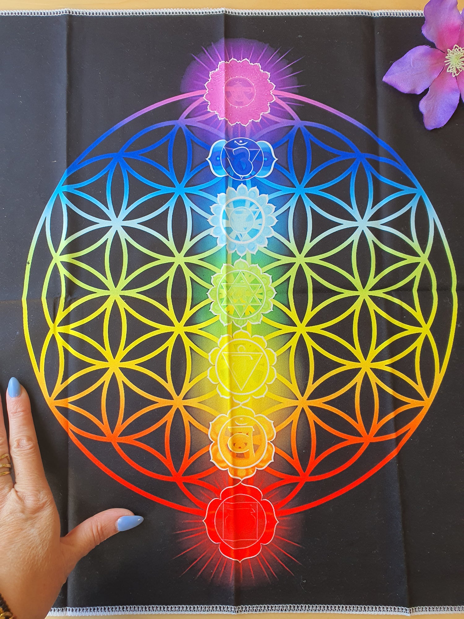 Edelstenen Grid Raster Flower of life - Chakra Doek altaar kleed.