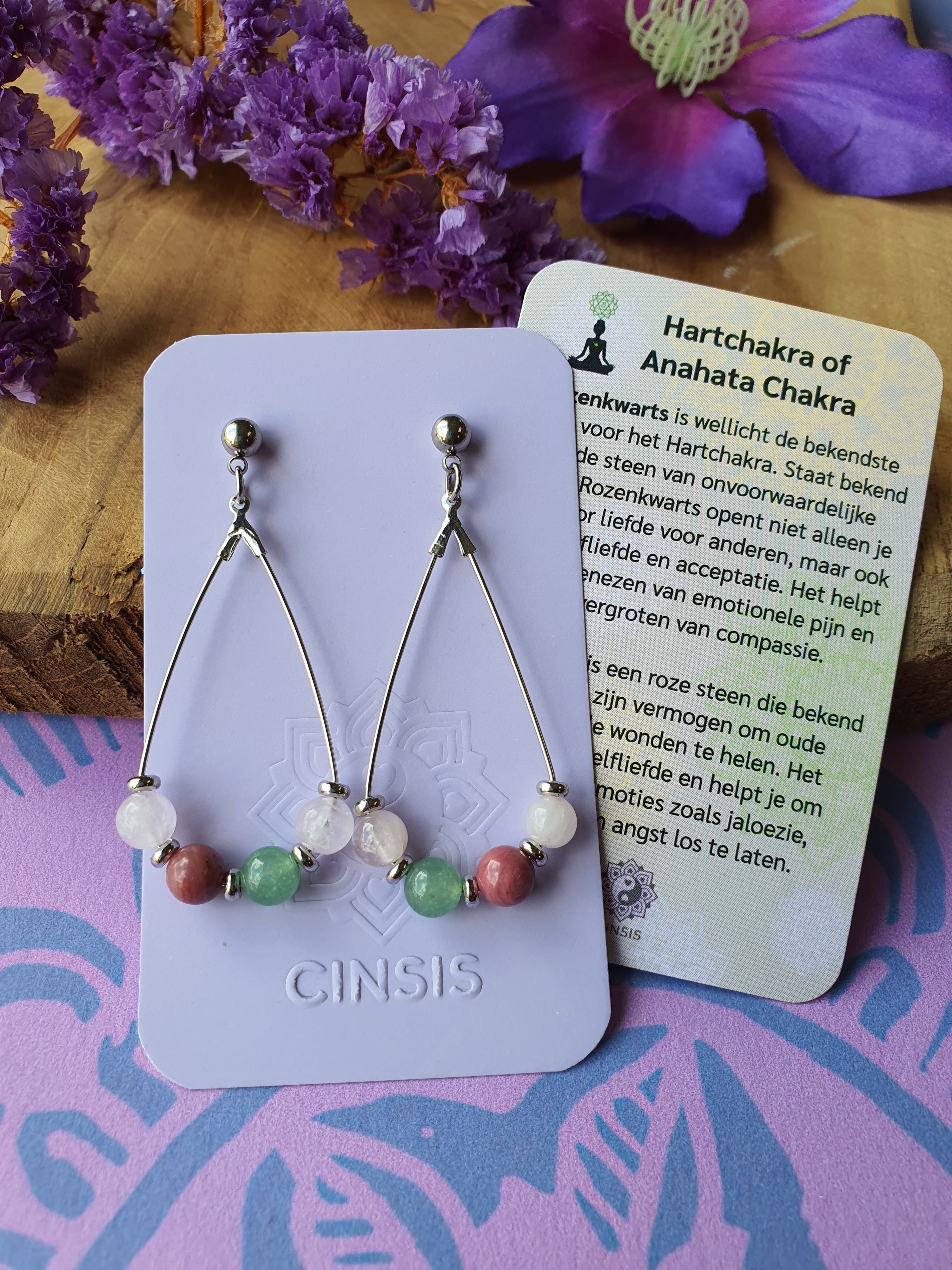 Edelstenen chakra oorbellen Hartchakra of Anahata Chakra