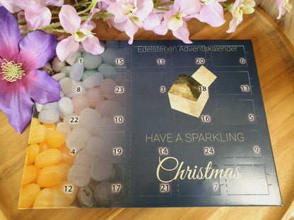 Edelstenen adventskalender, formaat A5, getrommeld en geslepen edelstenen