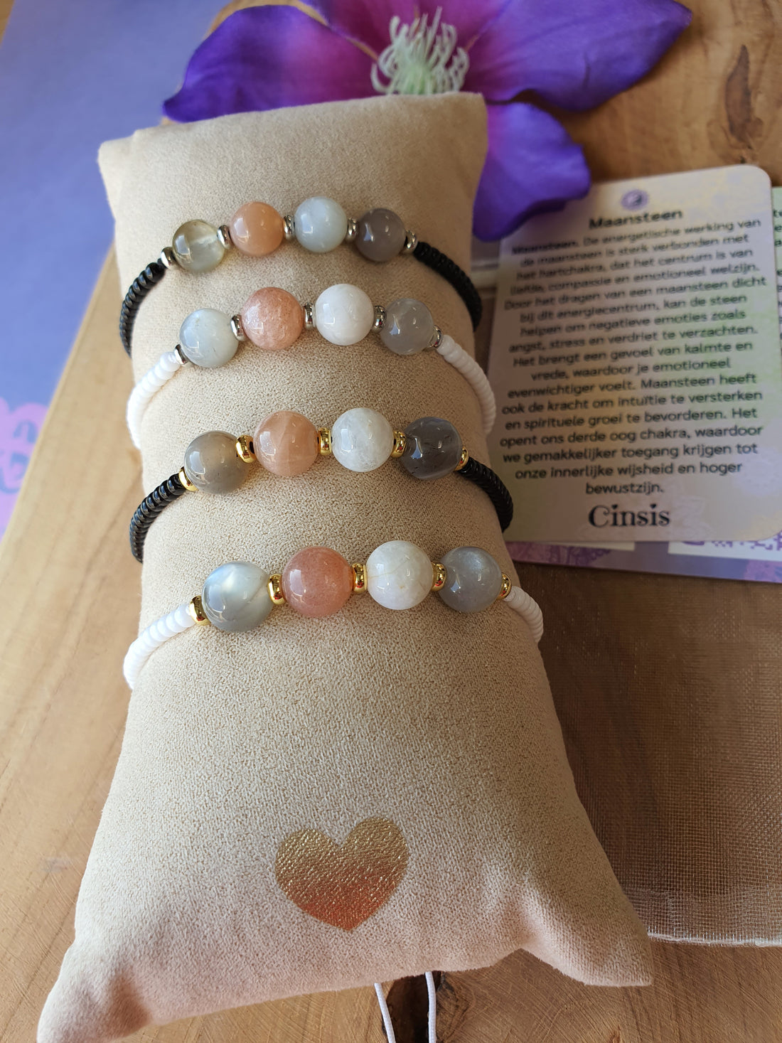 Edelstenen armbandje maansteen 3 kleuren