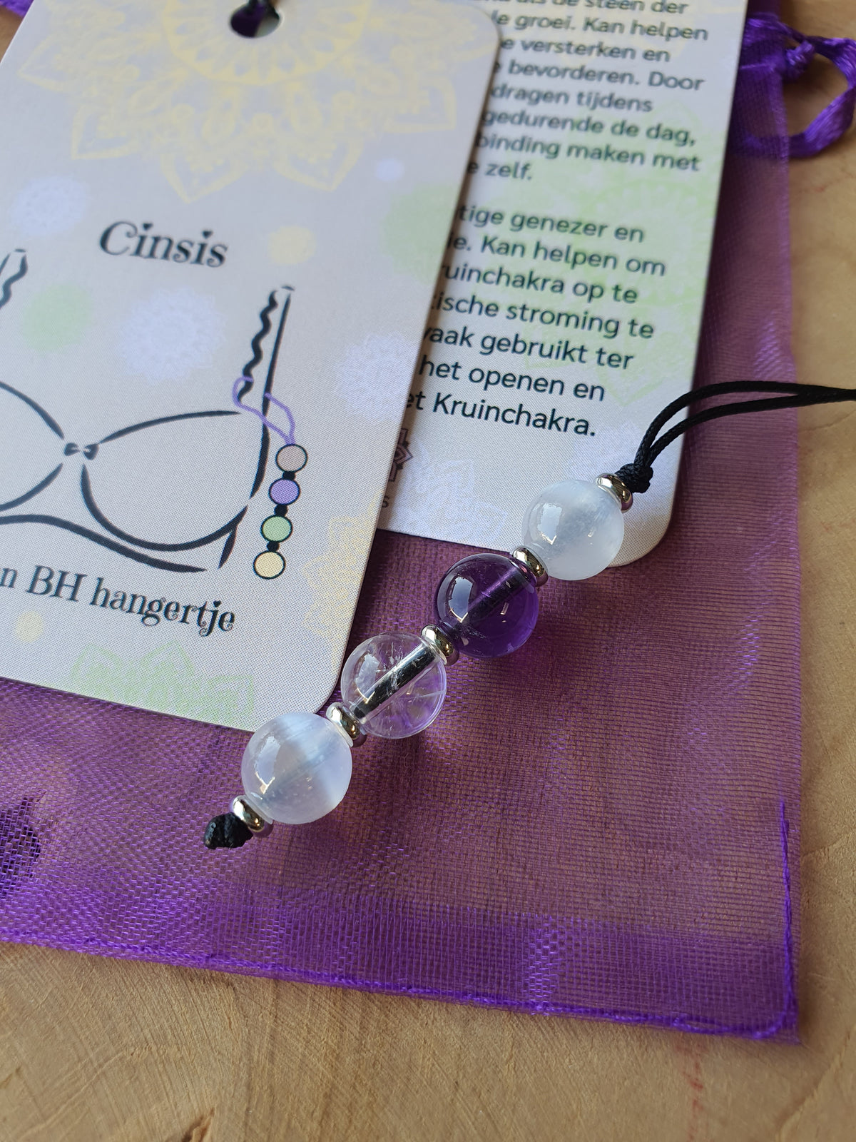 Edelstenen BH hangertje Kruinchakra of Sahasrara Chakra
