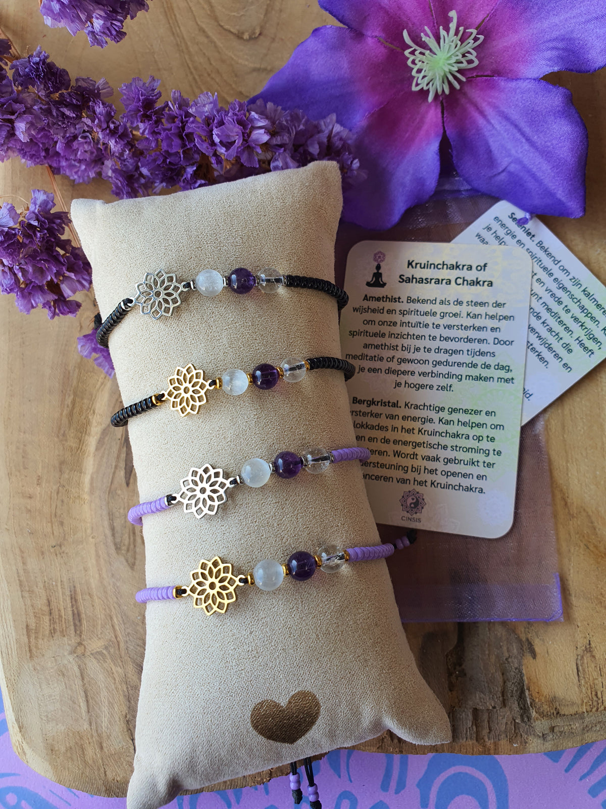 Edelstenen chakra armband met Symbool