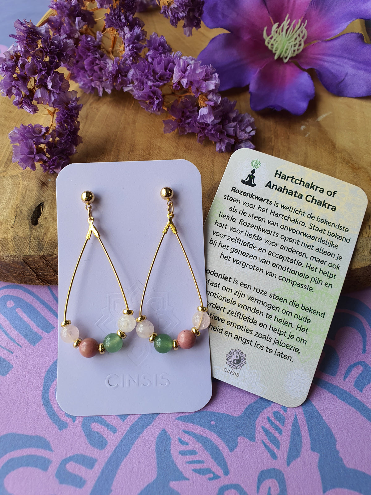 Edelstenen chakra oorbellen Hartchakra of Anahata Chakra