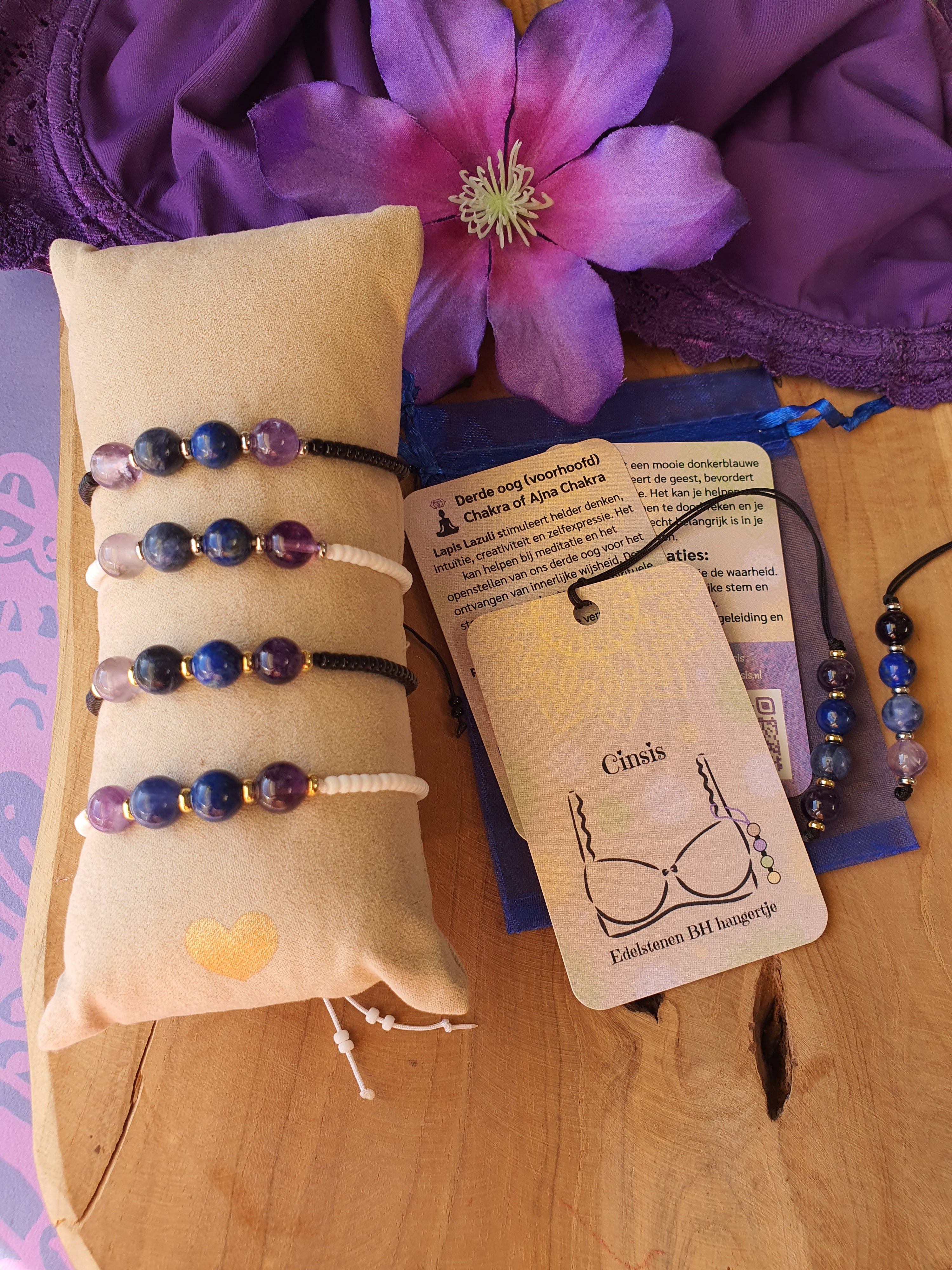 Edelstenen BH Hangertje Derde Oog chakra of Ajna Chakra