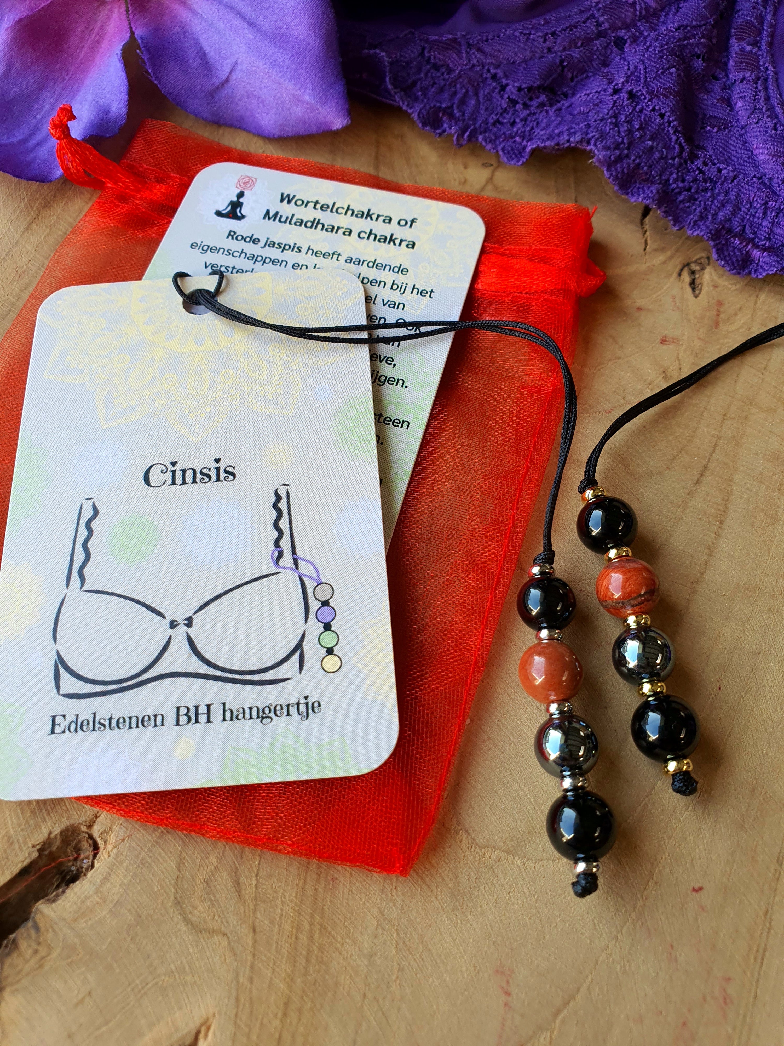 Edelstenen BH Hangertje Wortelchakra (basis) of Muladhara chakra