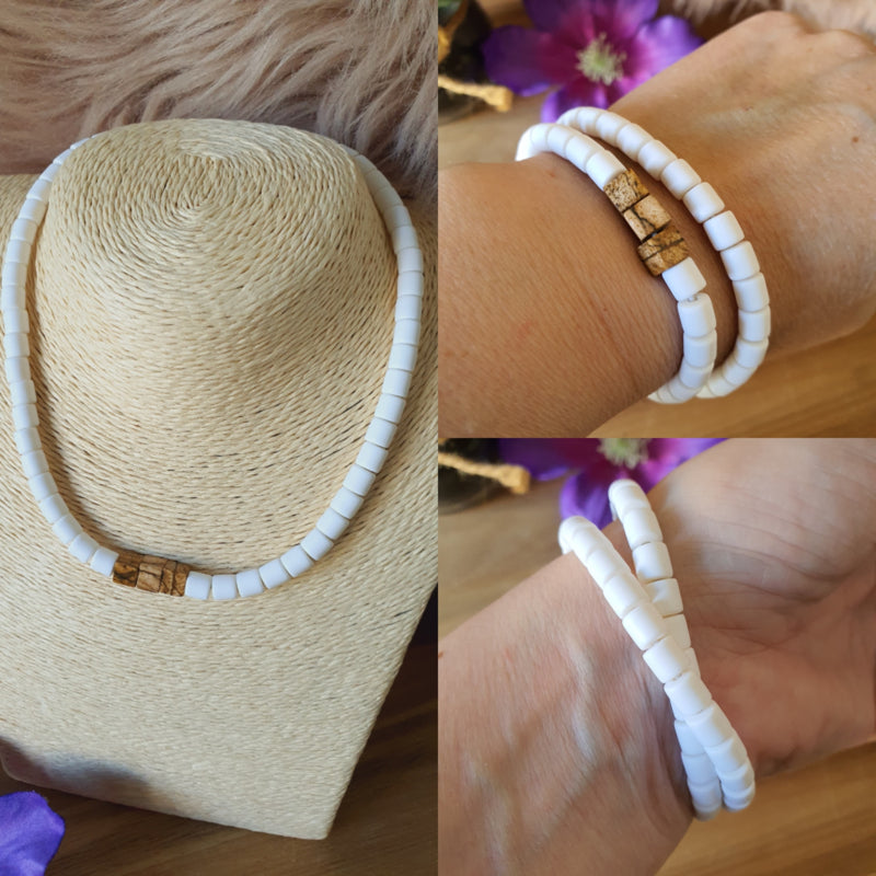Elastische_rekbare_witte_choker_ketting_en_armband_2_in_1_met_Landschap_Jaspis_kubus_kralen_nr_14