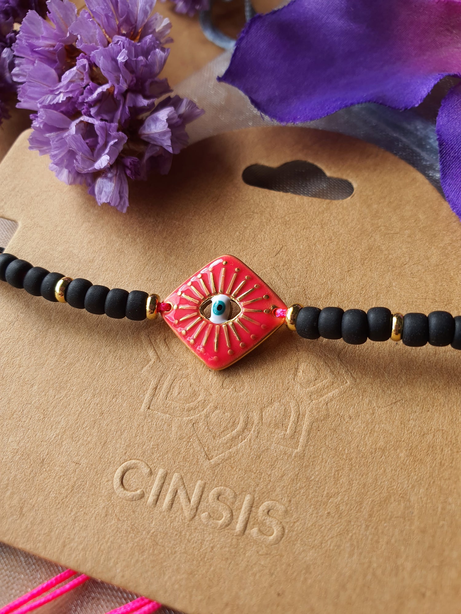 Evil Eye armband roze fuchsia variant