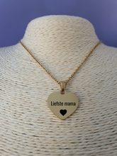 Gegraveerde Ketting met Vrije Tekst: Hart Hanger rvs goud
