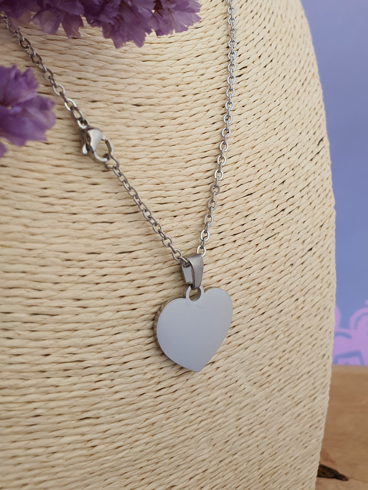 Gegraveerde Ketting met Vrije Tekst: Hart Hanger rvs zilver