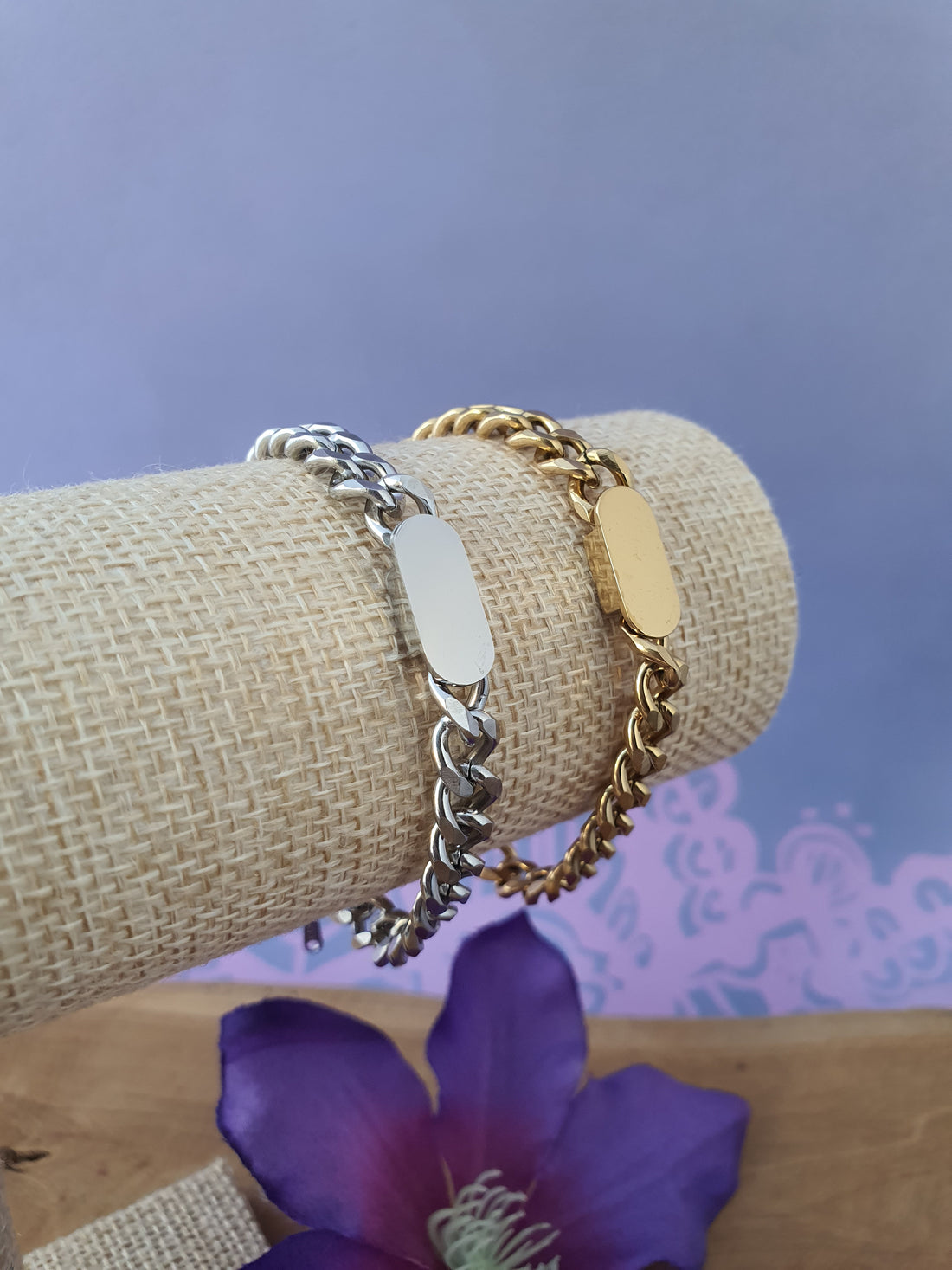 Gepersonaliseerde RVS Schakel armband met gravure optie goud of zilver