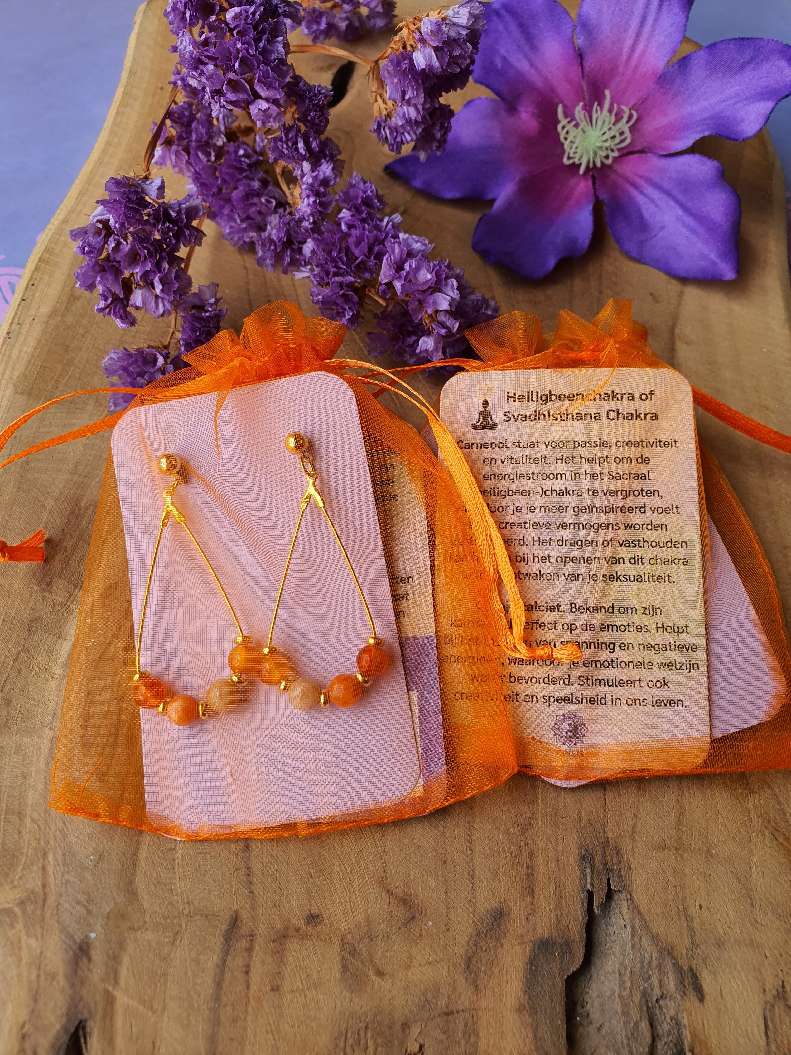 Edelstenen chakra oorbellen Sacraal (heiligbeen-)chakra of Svadhisthana Chakra
