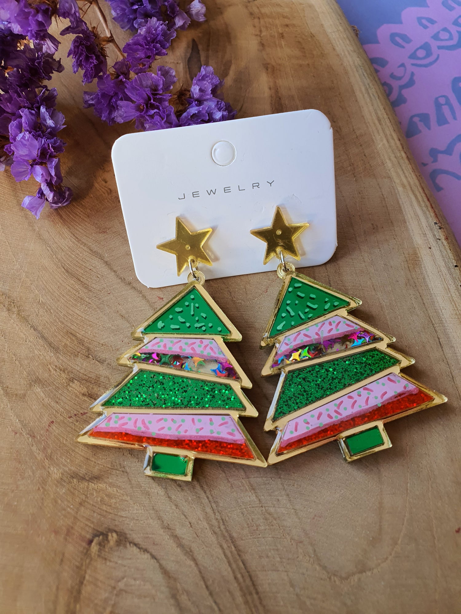 Kerst oorbellen | Kerstboom oorhangers (nr 10008)