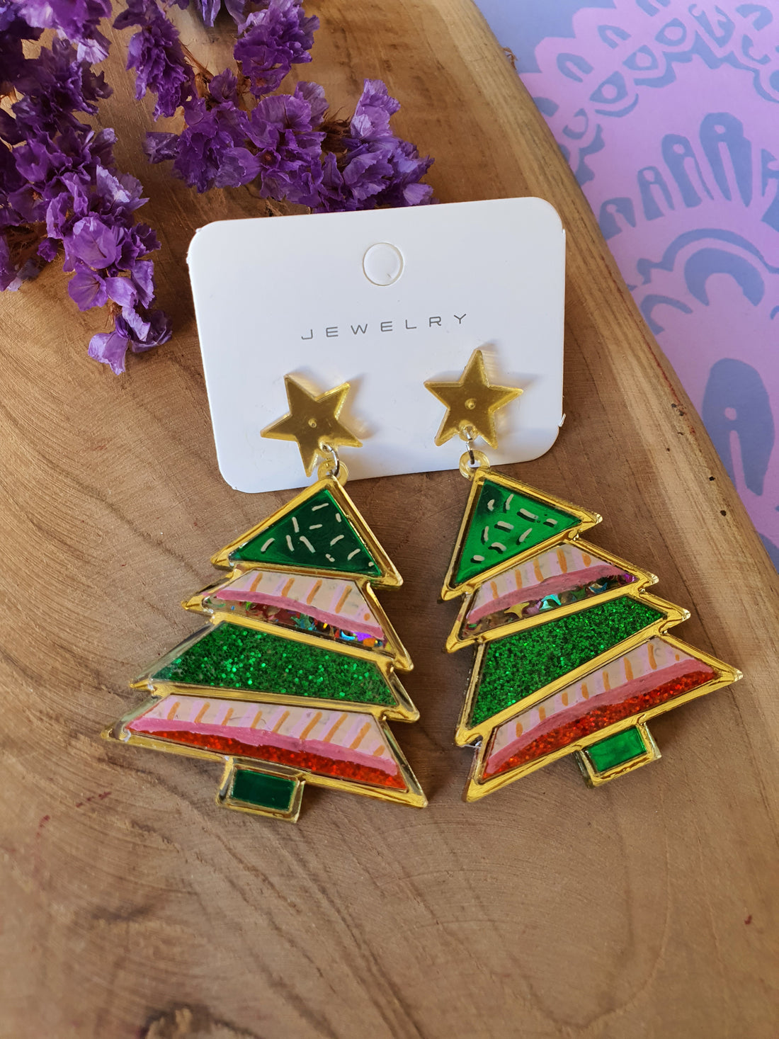 Kerst oorbellen | Kerstboom oorhangers (nr 10013)