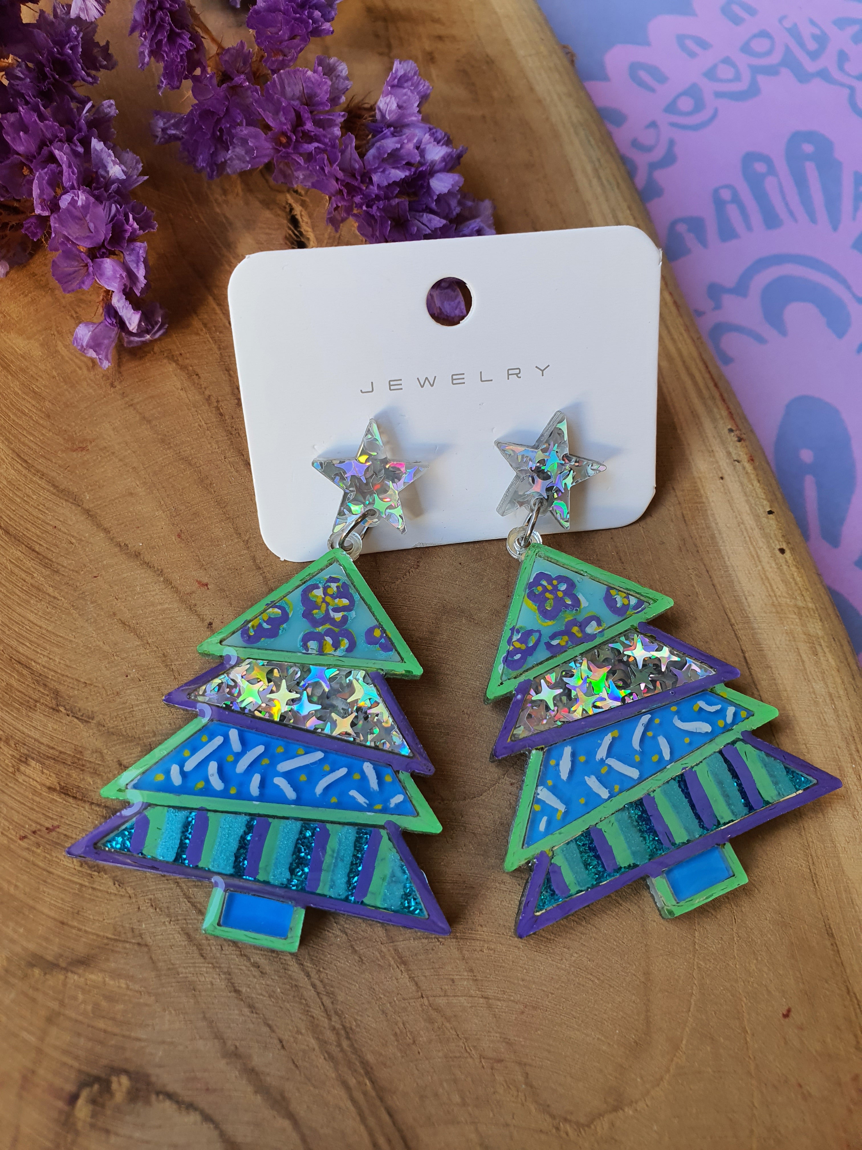 Kerst oorbellen | Kerstboom oorhangers (nr 10018)