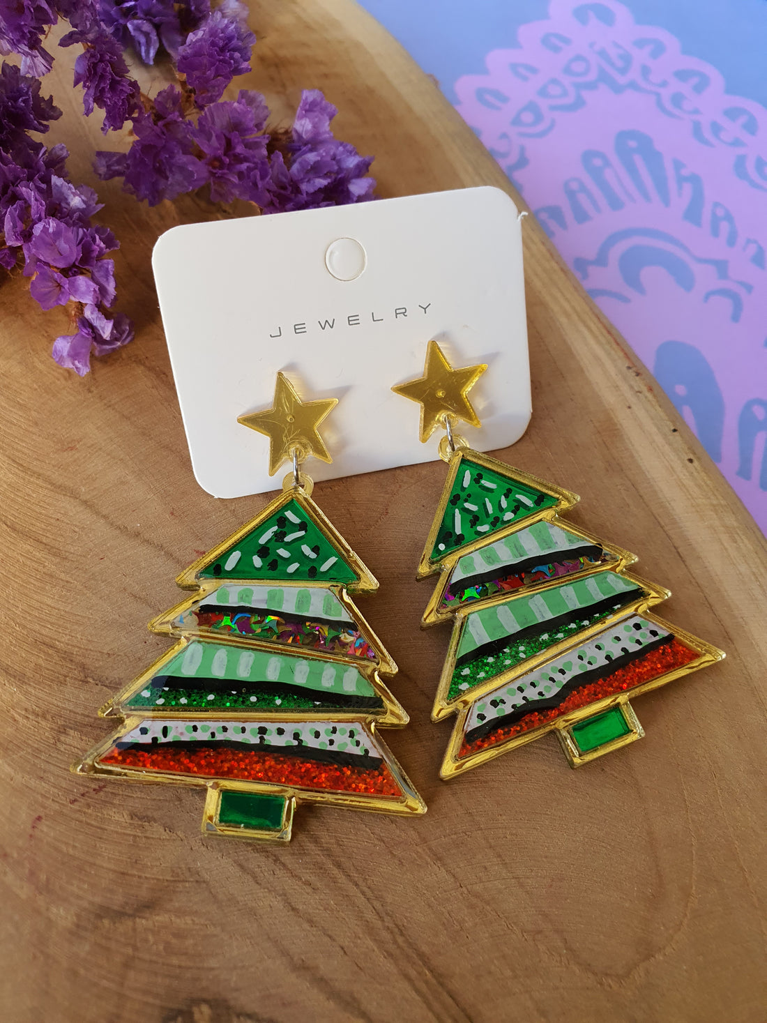 Kerst oorbellen | Kerstboom oorhangers (nr 10019)