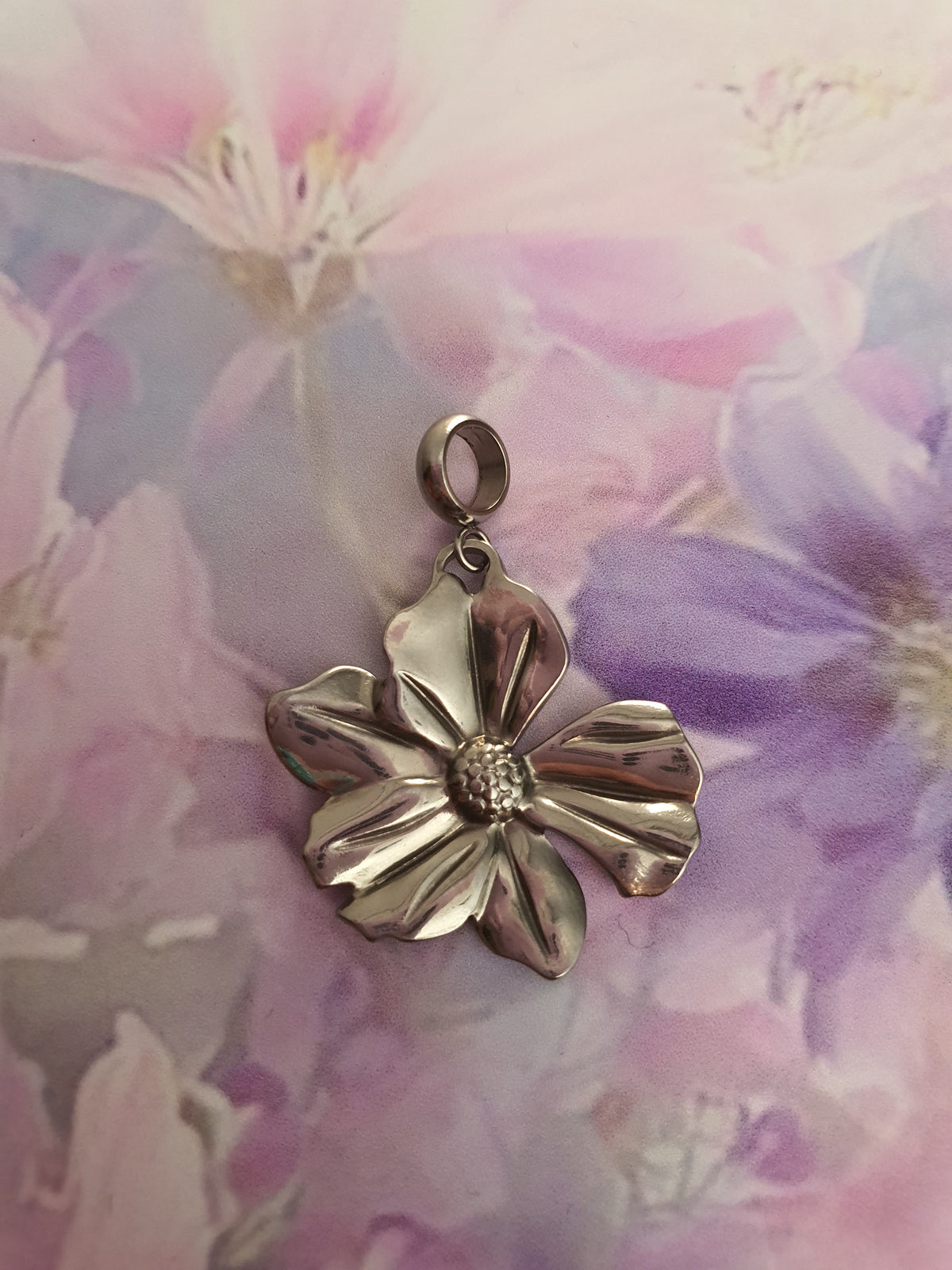 Losse Hanger RVS zilver Bloem (3)