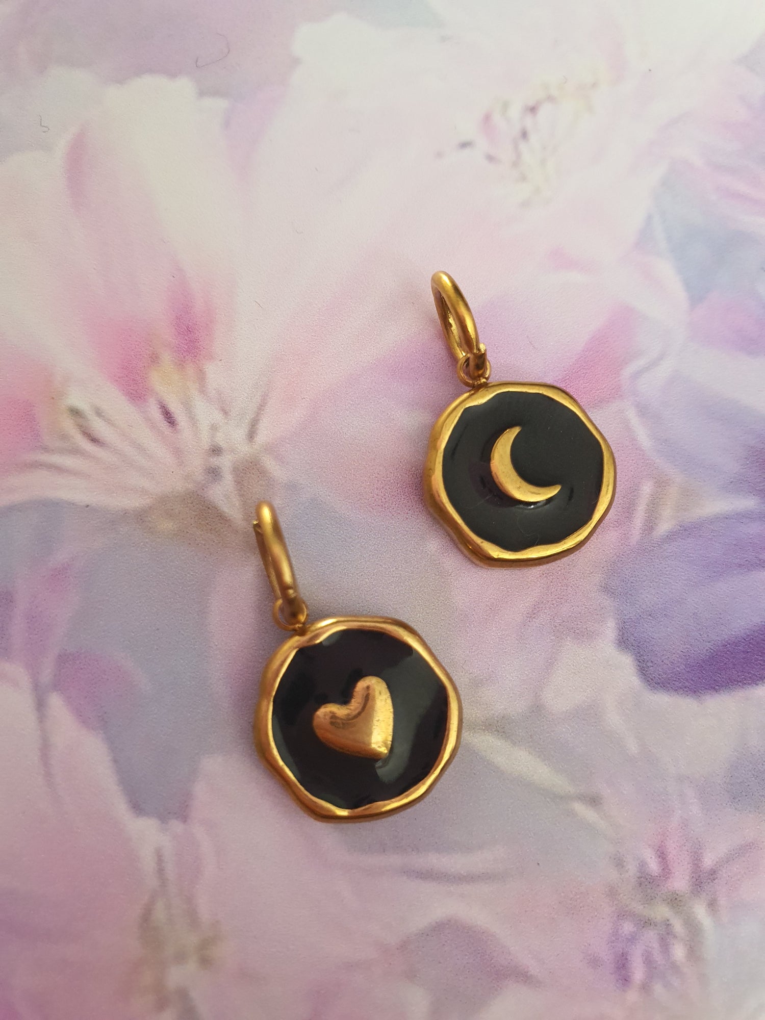 Losse RVS hanger Bedel zwart Maan of Hart