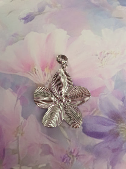 Losse RVS  zilver  hanger bloem (2)
