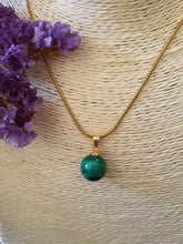 Malachiet Hanger groot met 925 Zilveren/14k verguld goud Oogje.