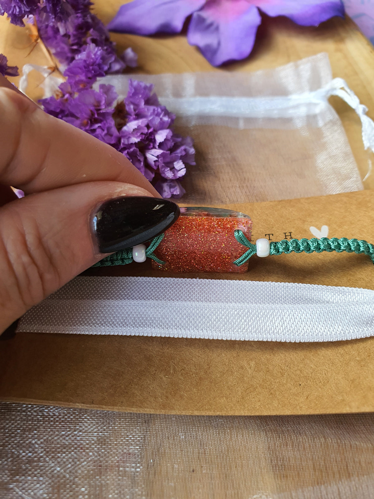 Onderzijde Orgonite Armband voor kind Groene Aventurijn en Bergkristal ( nr 3021)
