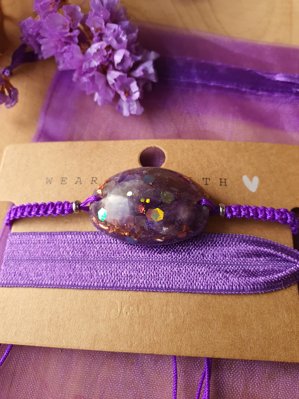 Orgonite Armband Amethist met Bergkristal ( nr 112).