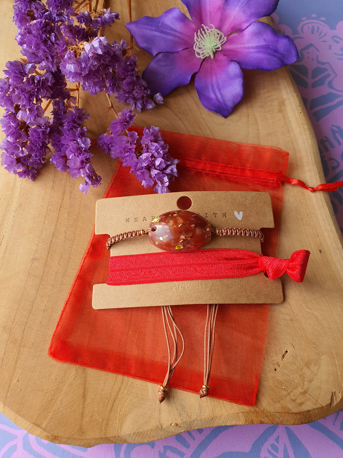 Orgonite Armband Rode Jaspis en Bergkristal (nr 115)